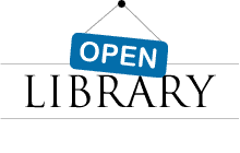 A blue sign with the word "OPEN" in white, hanging at an angle.